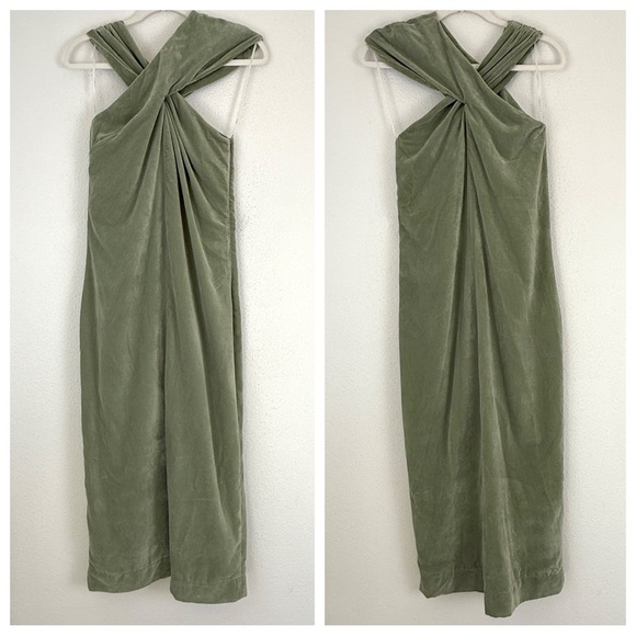 NOMIA Velvet Asymmetric Halter Crossover Midi Maxi Dress 6 - Picture 5 of 14